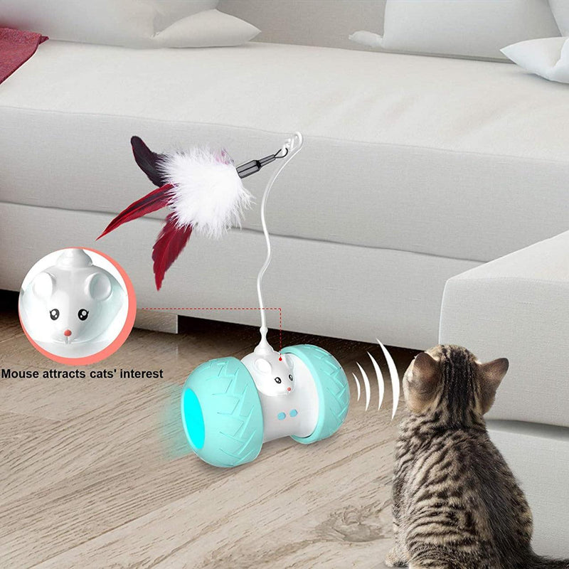 Brinquedo interativos para gatos em ambientes fechados, eletrônico com mouse e penas, seu amor pet.