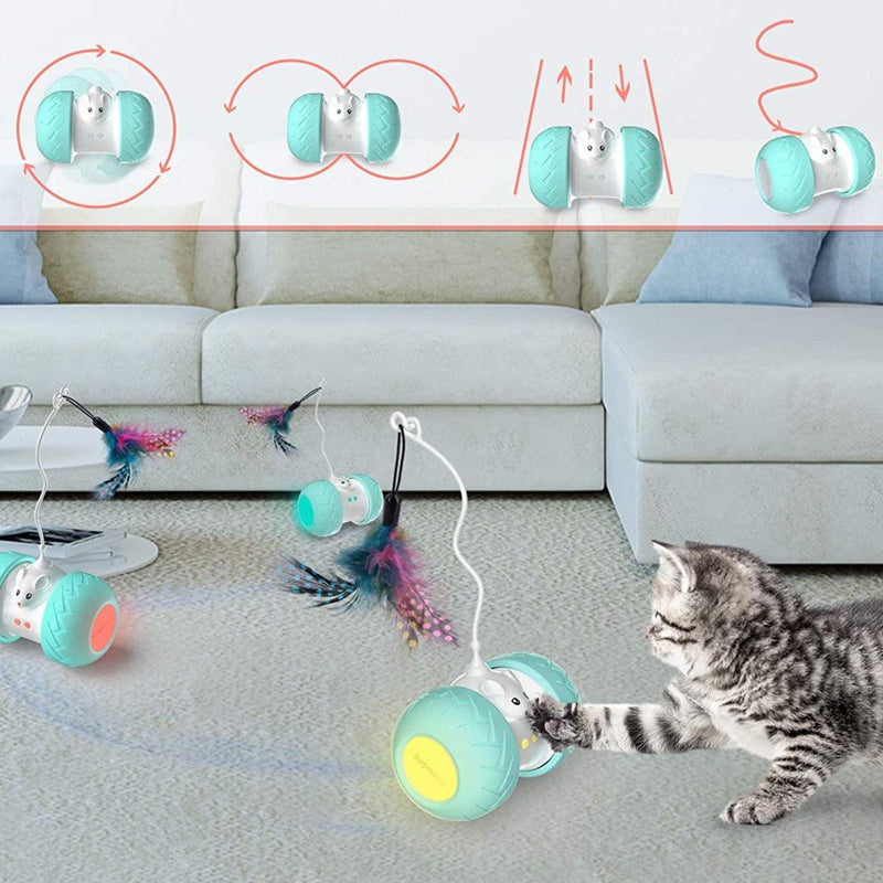 Brinquedo interativos para gatos em ambientes fechados, eletrônico com mouse e penas, seu amor pet.